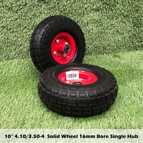 2pcs 10" 4.10/3.504 16mm Bore Solid Wheelbarrow Wheel Tyre Trolley