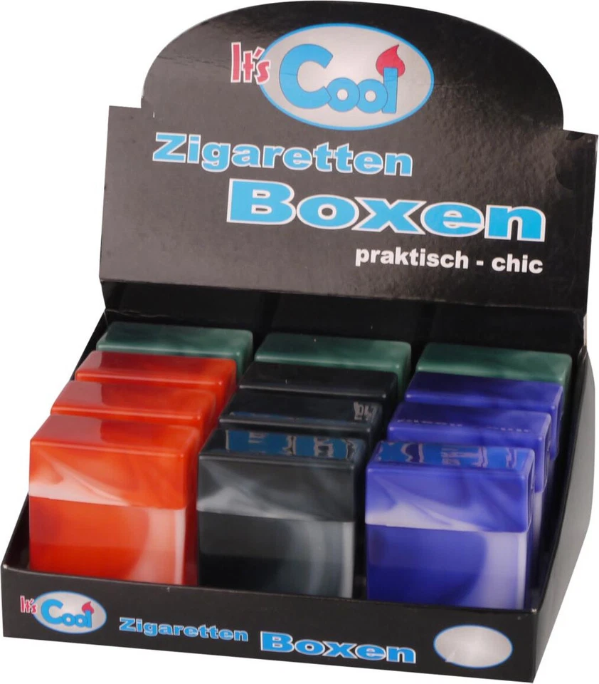 4 x Zigarettenbox "mit Steg" bunt marmoriert sortiert für ca. 30 - 32 Zigaretten - Bild 2 von 2