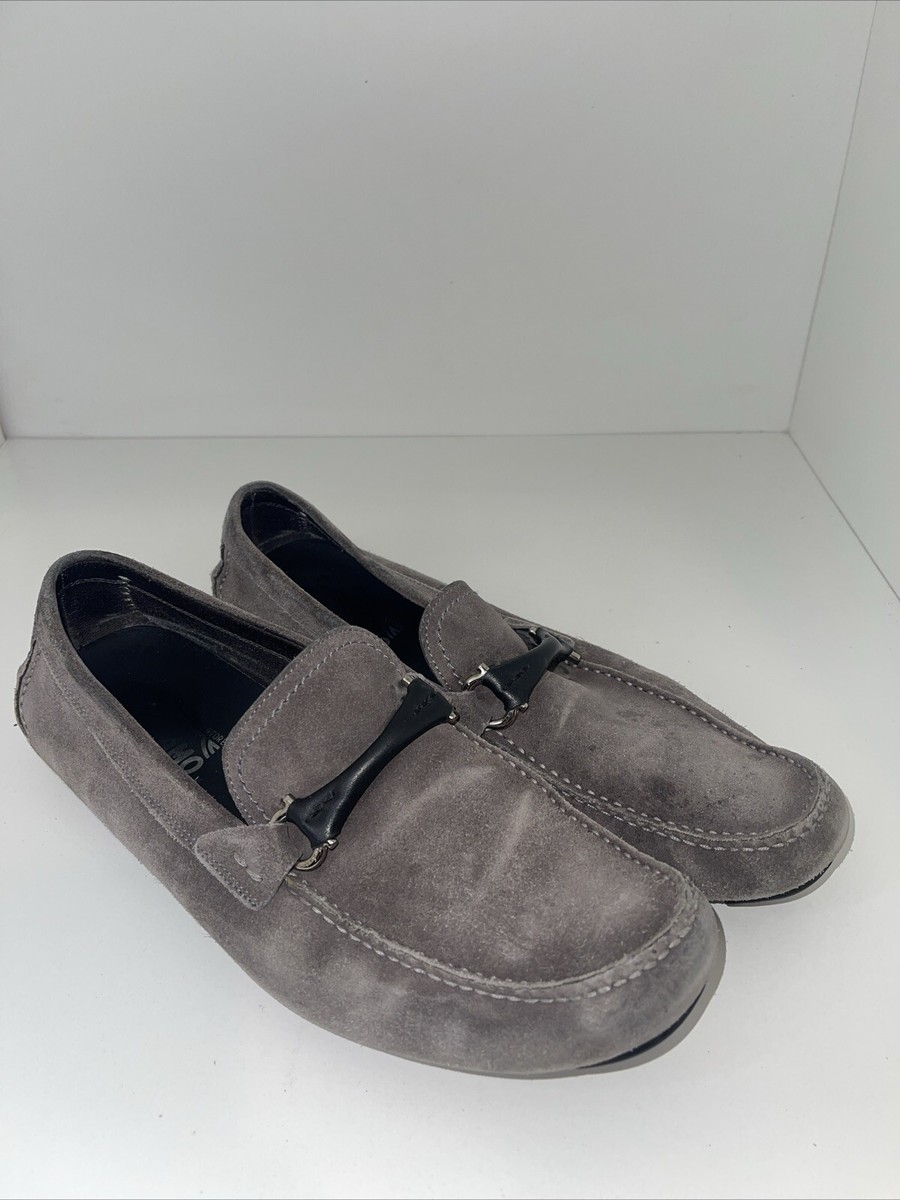 SALVATORE FERRAGAMO Moccasin Driving Loafer Grey Suede Men 9  display picture 3