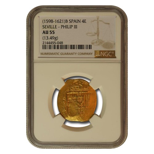 NGC VF-25 1621-65 Spanish 4 Reales Genuine 1600s Colonial Silver