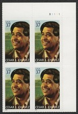 #3781 Cesar Chavez, Plate Block [B1111 UR] Mint **ANY 5=FREE SHIPPING**