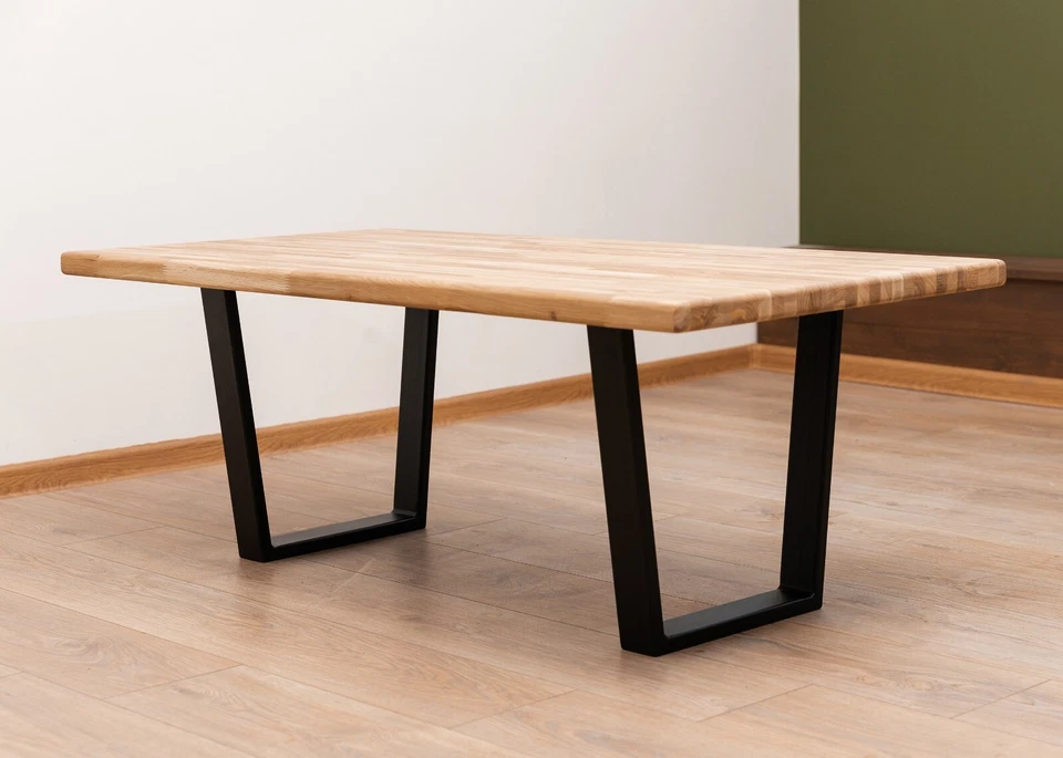 Solid Oak Coffee Table With Metal Legs, Modern Coffee table, Solid Wood, Oil Wax - Image 4 of 4