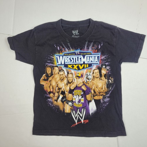 WrestleMania XXVII Atlanta Shirt Kids Size 8 WWE Wrestling Tee double-sided ppv