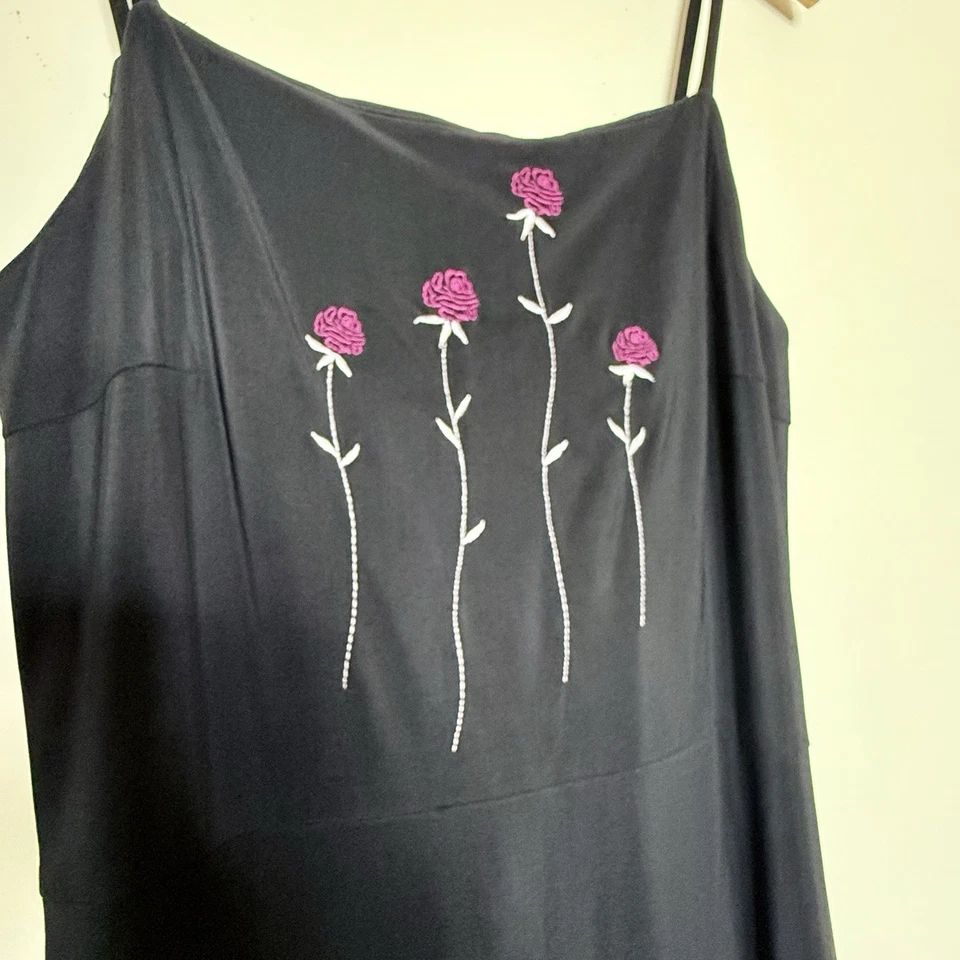 Vintage Y2K My Michelle Embroidered Black Sleeveless Maxi Dress Size Large - Image 3 of 4