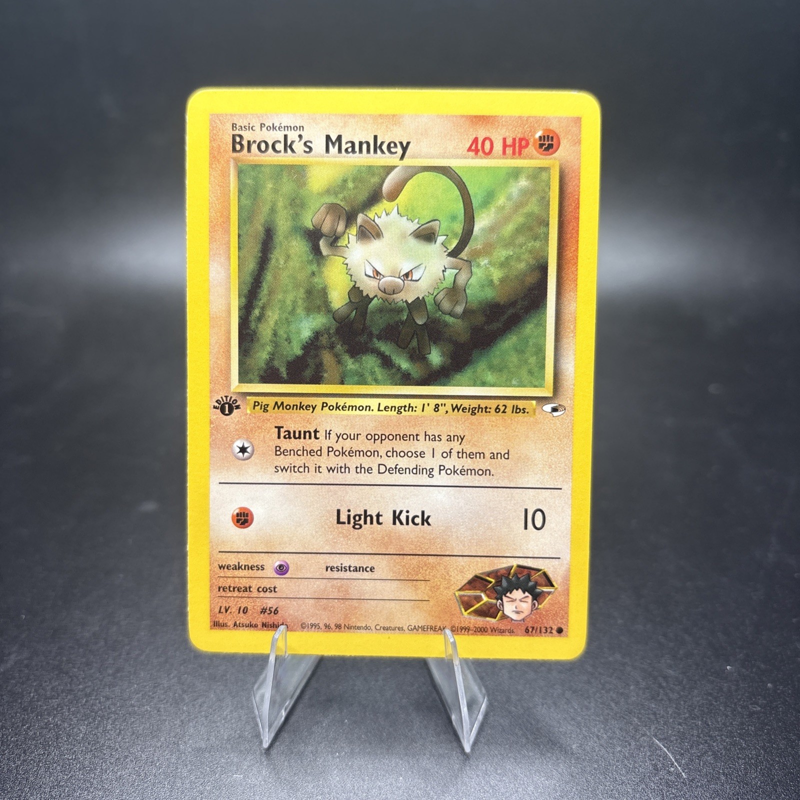 Pokemon Card - Gym Heroes 67/132 - BROCK'S MANKEY (common) 1st Edition NM -j
