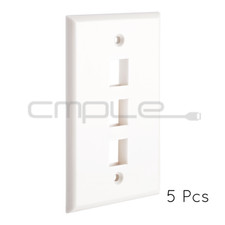 Keystone Jack Wall Plate 3 Hole Port Faceplate Network CAT5e CAT6 White 5 Pack