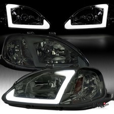 Fit 1999-2000 Honda Civic Ek Ej Em Smoke Led Tube Headlights Headlamp Leftright Fit 1999-2000 Honda Civic Ek Ej Em Smoke Led Tube Headlights Headlamp Leftright