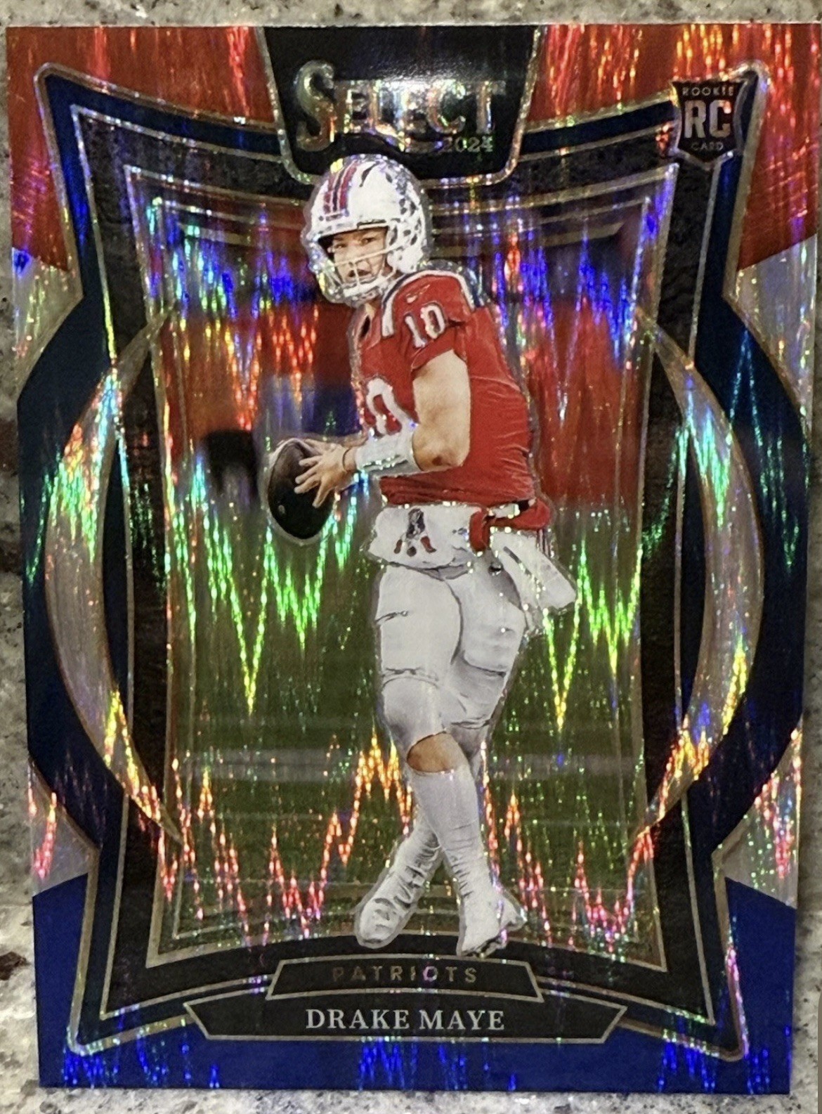 2024 Panini Select - Concourse Drake Maye #27 Red & Blue Shock Prizm (RC)