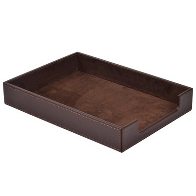 PU Leather Letter Tray - Load Documents Trays Front for Office Desktop Organi...