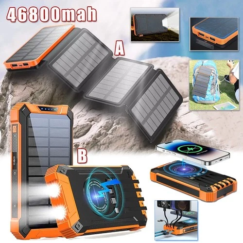 46800mah Portable Solar Mobile Phone Charger Panel Power Bank Waterproof Outdoor - product listing photo