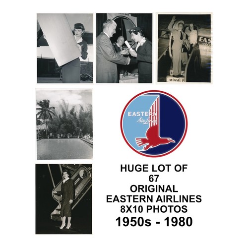 Huge Vintage Lot of 67 1950s-1970s Eastern Airlines Official 8 x 10 Photos Miami