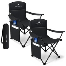 Image of Voyager Camping Chair Lightweight Portable with Pocket and Drinks Holder 2 Pack