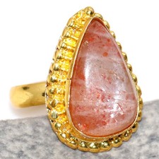 Sunstone Golden Plated Ring US 6 Boho Chic Style Fresh Stock Deal JW