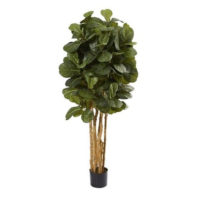 Pemberly Row 60'' Fiddle Leaf Fig Artificial Tree in Green/Black