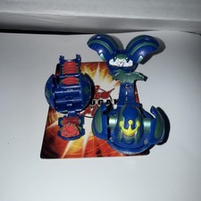 Bakugan Battle Brawlers Lot of 3 Aquos Blue Figures + Card Team Set