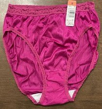 Vtg Maidenform Wise Buys Silky Nylon Hi Cut Brief Panties Pink 40514 Sz 8 NWT
