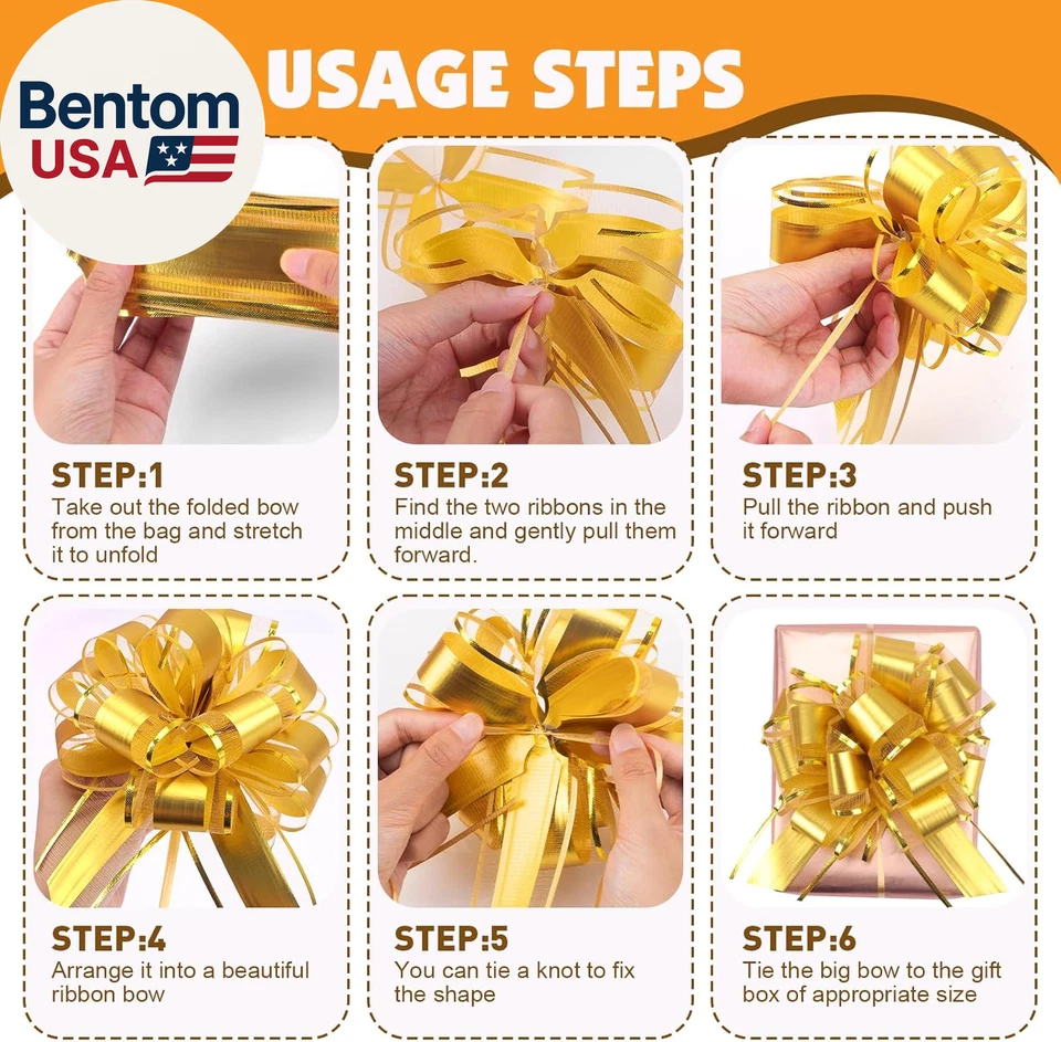 24 Pcs Pull Bows for Gift Baskets, 12 Colors 6 Inches Large Gift Bows for Presen - Image 3 of 4