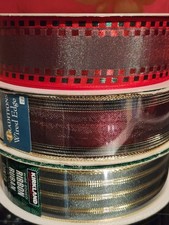 Kirkland Wired Ribbon 3 Rolls Red Green Burgundy Gold Trim Crafts Presents
