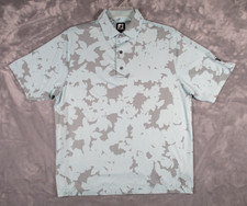 FootJoy Shirt Men's Medium Lisle Camo Floral Golf Polo Ice Blue and Gray