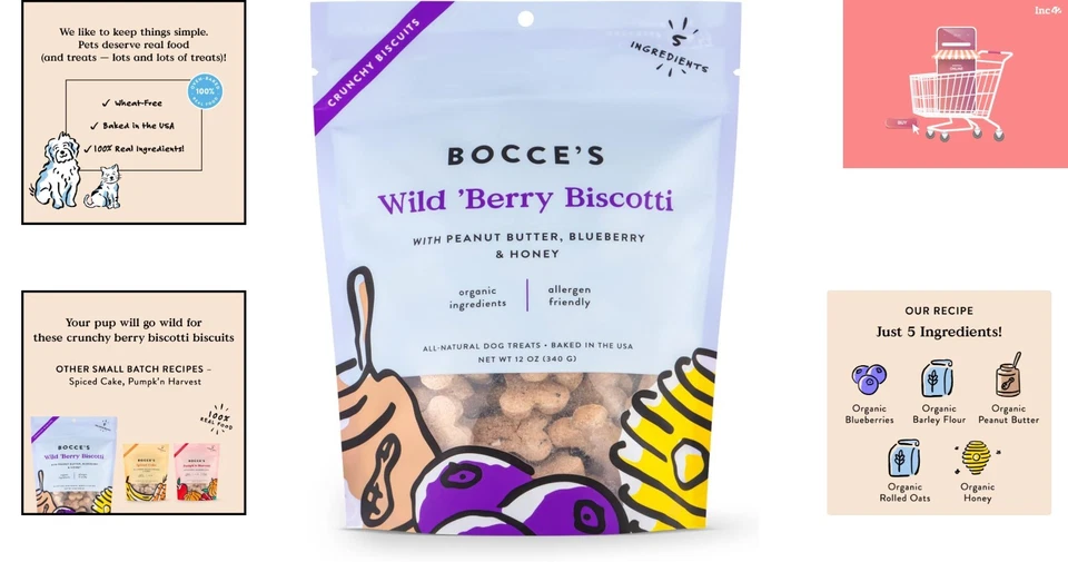 Healthy Wild Berry Biscotti Dog Treats 12 oz - Allergy-Friendly, All Breed Sizes - Imagem 2 de 4