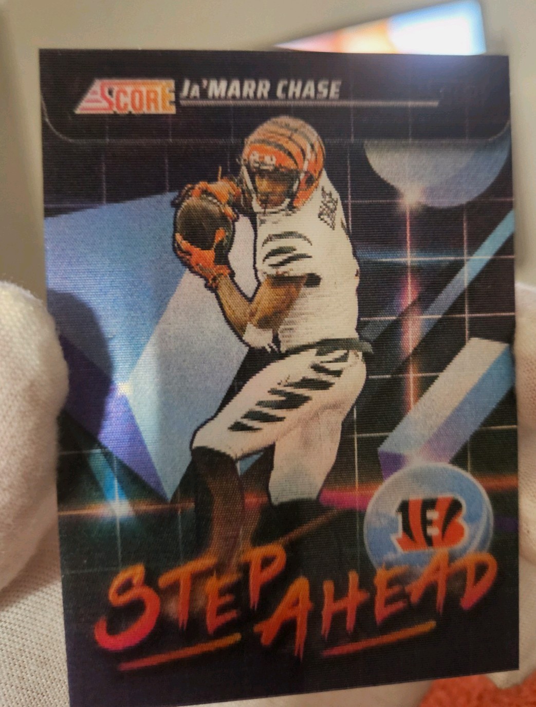 2025 Score Football Ja'Marr Chase Step Ahead Lenticular #SA-JCE Case Hit SSP