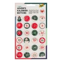 Folia Adventszahlen Buttons 24 StüCk 2.5 Cm Durchmesser Weihnachten Deko Set
