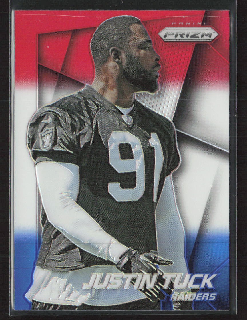 Justin Tuck 2014 Panini Prizm #182 Red White And Blue Prizm Oakland Raiders