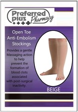 Preffered Plus Open Toe Anti-Embolism Stockings, 15-20mmHg Size: M Beige