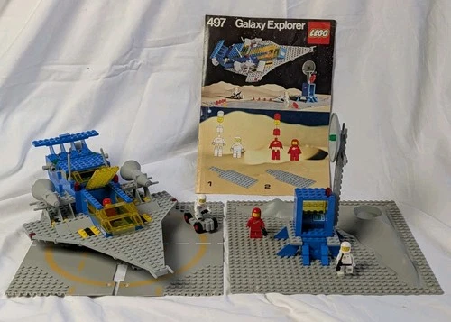VINTAGE LEGO SPACE 497 GALAXY EXPLORER w/ Instructions Damaged Baseplate 90%+
