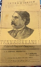 RARE Donavin’s Famous Tennesseans! Colored Concert Company Program 1873 Ephemera