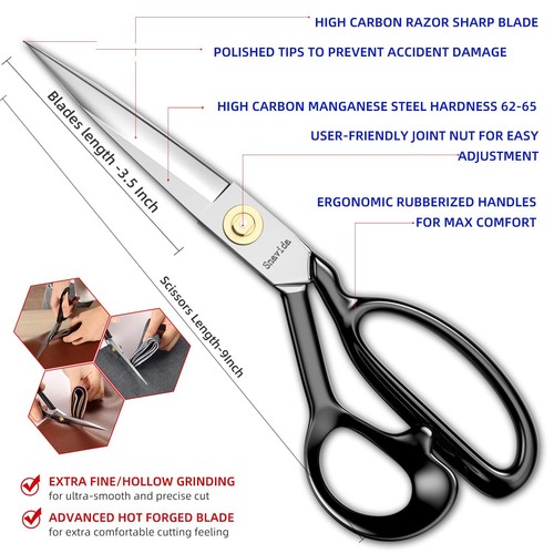 Fabric Scissors Tailor Sewing Shears - 9 Inch Heady Duty Scissors for Fabric ... - Picture 2 of 6