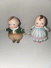 Antique Pair of German Bisque Happifat Dolls Couple - C Mark - Germany 