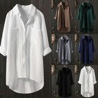 Plus Size Women Cotton Linen Shirt Ladies Casual Baggy Loose Long Tops Blouse 20