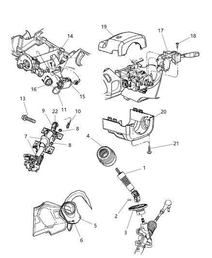 Steering Column (#7 in parts breakdown)(floor shift)(AT) 2003-2005 Dodge Neon - Image 2 of 4