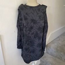 Nasty Gal Tie Dye Statement Shoulder Pad long Sleeve Charcoal Sweatshirt Dress 0