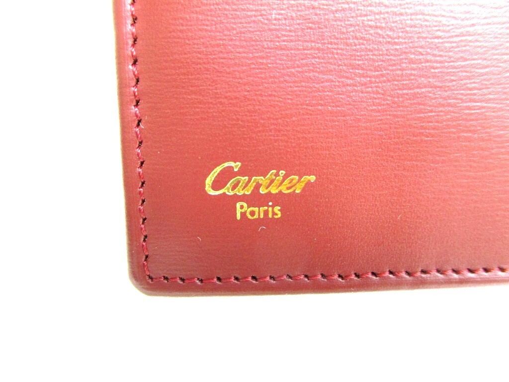 Auth Cartier Pasha de Cartier Bordeaux Leather Long Flap Wallet Purse #9424 image 10