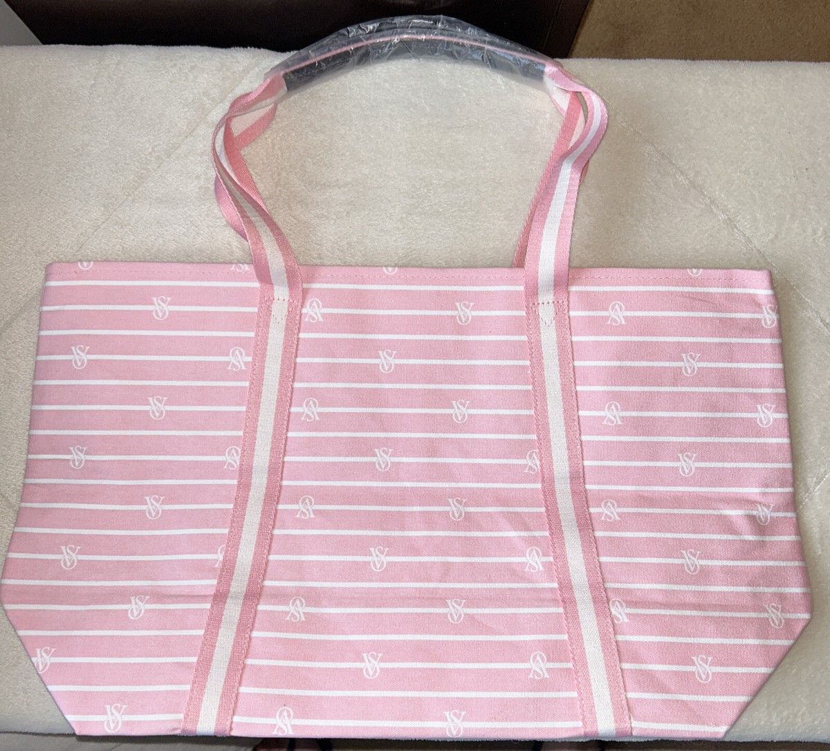 ☆Victoria's secret お洒落なストライプビーチバックパック☆ Victoria's Secret Large Weekender Tote Beach Travel Bag VS