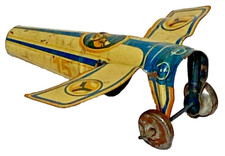 Vintage Tin Litho Airplane Penny Toy Whistle Plane Japan