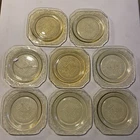 Set 8 Vintage Amber Yellow Madrid Federal Depression Glass 7.5" Salad Plates