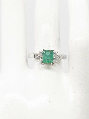 NEU 7000 $ 3 kt kolumbianischer Smaragd Prinzessschliff Diamant 14 kt Weißgold Ehering