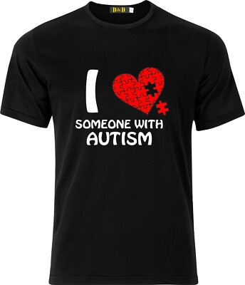 T-Shirt I Love Someone with Autism Full Colour D.T.F Baumwolle