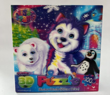 LISA FRANK 3D Polar Bear Husky Penguin Fantasy 2013 COMPLETE Cardinal 18 x 12 IN