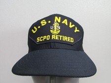 VINTAGE NAVY Military U.S. NAVY SCPO RETIRED Men's Hat OSFA Snapback MADE IN USA