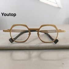 Geometric Retro Round Titanium Eyeglasses Vintage Spectacles Gold Glasses Frames