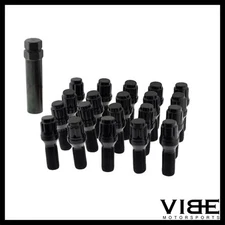 (20) 14x1.5 33MM SPLINE TUNER BLACK CONE CONICAL SEAT WHEEL LUG BOLTS