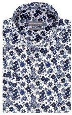 New 55 GEOFFREY BEENE Quality Men Navy/White Short Sleeve Shirt Size: 14-14 1/2