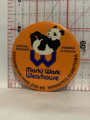 Panda Bear Assiniboine Park Zoo '89 Mark's Work Wearhouse Button Pinback