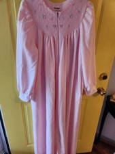 Shadowline Lite Pink Poly Fleece Zip Front Robe Housecoat Lounge Gown Medium