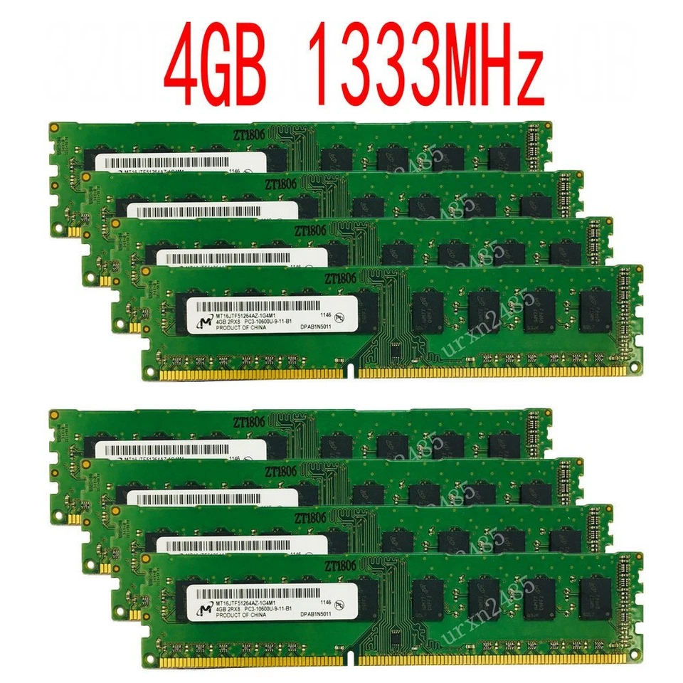 32GB 16GB 8GB 4GB PC3-10600U DDR3-1333 Desktop PC DIMM Memory RAM For Micron LOt - Image 2 of 4