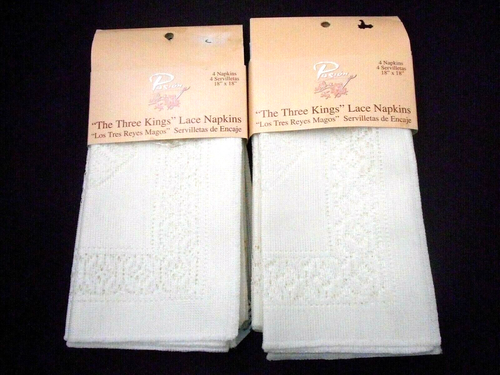 8 Vintage White Lace Christmas Dinner Napkins Angels Star 18x18" NEW BEAUTIFUL - Picture 2 of 5
